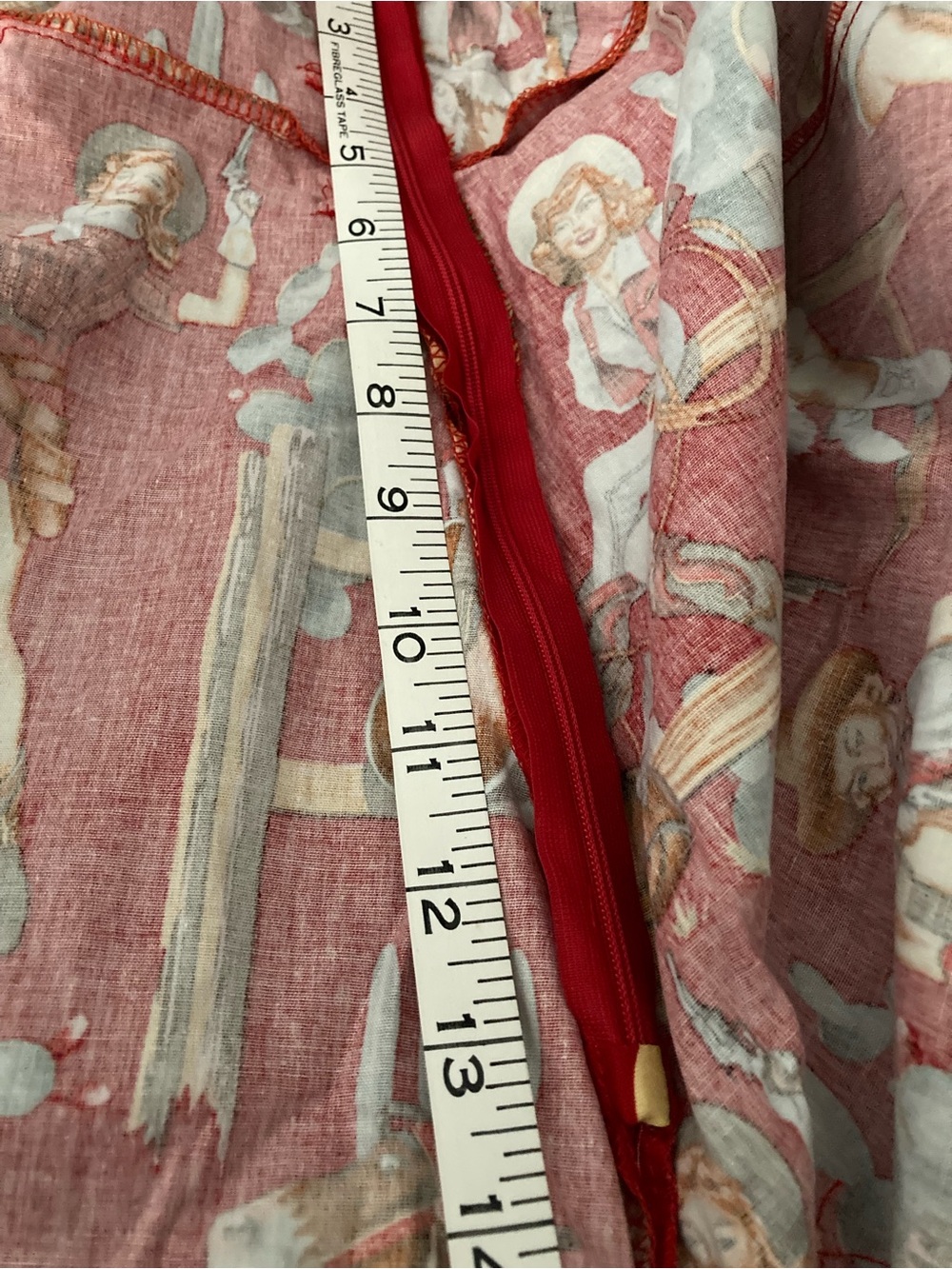 WOMENS Western-Print Red Fit & Flare Dress from Unique Vintage size XL - Picture 8 of 10